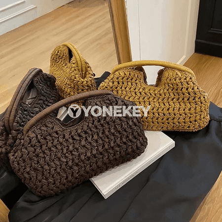 Zenanlar üçin tomuslyk halta sumka, ýeňil we moda rattan görnüşli