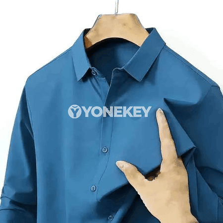 Erkekler üçin sypaýy uzyn ýeňli formal köýnek, ofis üçin amatly model
