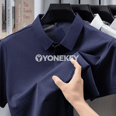Erkekler üçin polo futbolka, dem alýan ýazky rahat model