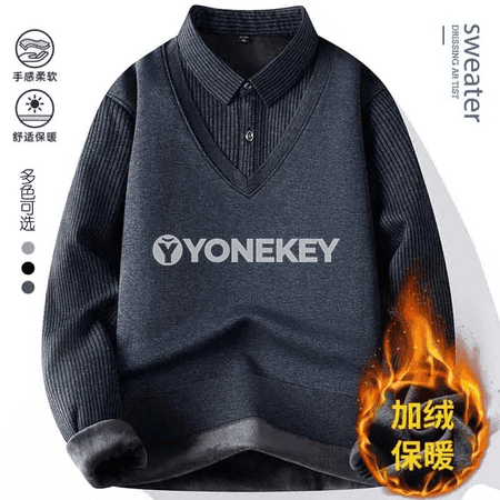 Erkekler üçin ýyly içi fleesli uzyn ýeňli polo köýnek