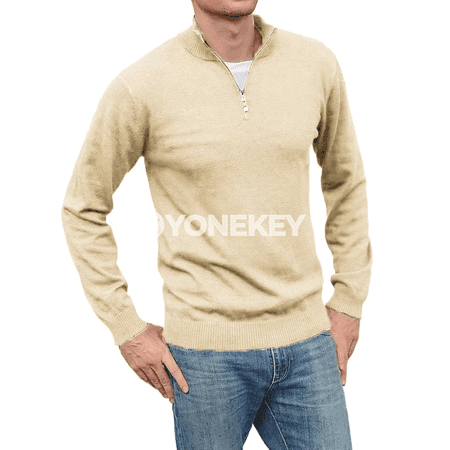 Erkekler üçin ýarym fermuarly beýik boýunly örülen switer