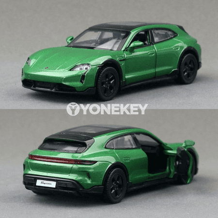 Porsche Taycan Turbo S 1:36 metal awtoulag modeli, sesli we ýagtyly