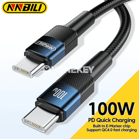 NNBILI 100W USB-C – Type-C çalt zarýad kabeli, 1 m / 2 m