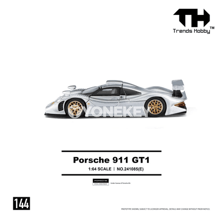 Porsche 911 GT1 1:64 metal sport awtoulag modeli, kolleksiýa sowgady
