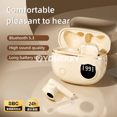 Bluetooth 5.4 simsiz nausnikler, LED displeýli, suw geçirmeýän