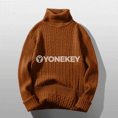Erkekler üçin gyş ýyly turtleneck switer, slim fit, uzyn ýeňli