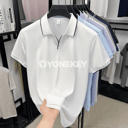 Erkekler üçin ýeňil, dem alýan polo köýnek, tomuslyk rahat stil