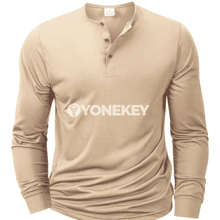 Erkekler üçin ýeňil, dem alýan uzyn ýeňli Henley futbolka, S-XXXL
