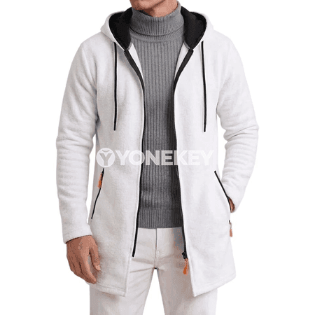 Erkekler üçin ýyly zipli kapüşonly hoodie jaket