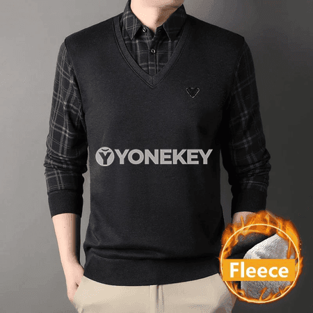 Erkekler üçin ýyly ýokary boýunlı trikotaž switer, gündelik stil