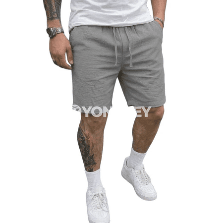 Erkekler üçin ýeňil ketenli tomus şortik sport balak