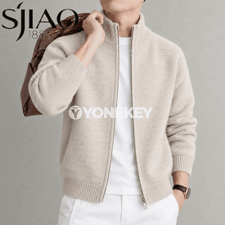 Erkekler üçin täze moda fermuarly ýüň garydyly jempir🧥