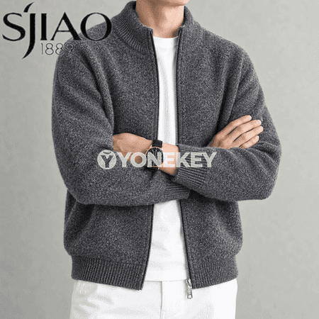 Erkekler üçin täze moda fermuarly ýüň garydyly jempir🧥