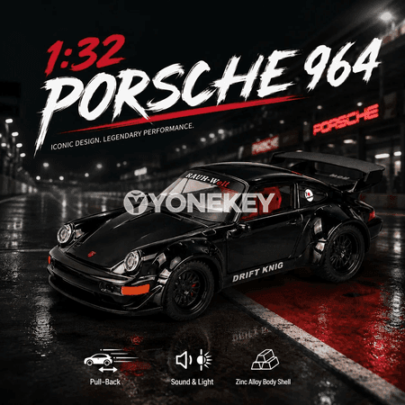 Porsche 964 1:32 metal model awtoulag, sesli we yşykly