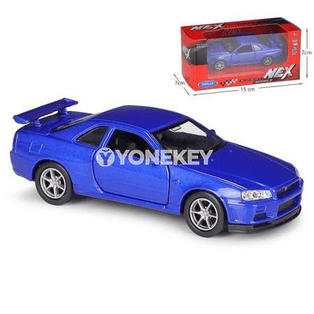 Nissan Skyline GTR R34 1:36 metal model awtoulagy, açylýan gapyly
