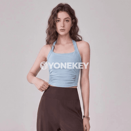 Aýallar üçin arka açyk sport bra, yoga we fitnes üçin