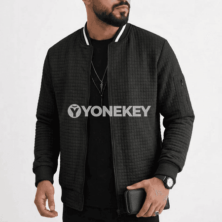 Erkekler üçin ýeňil kapýuşonly zipli güýzki jaket