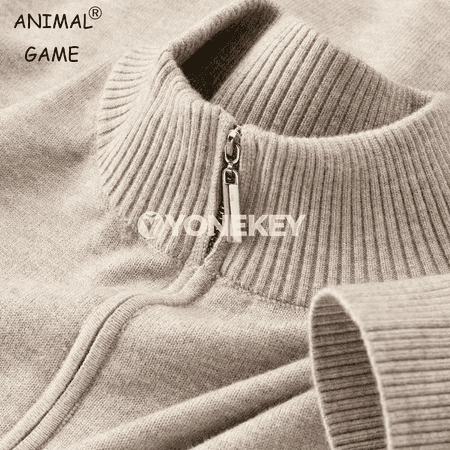 Erkekler üçin ýyly polo switer, ýokary boýunly, fermuarly, gündelik stil