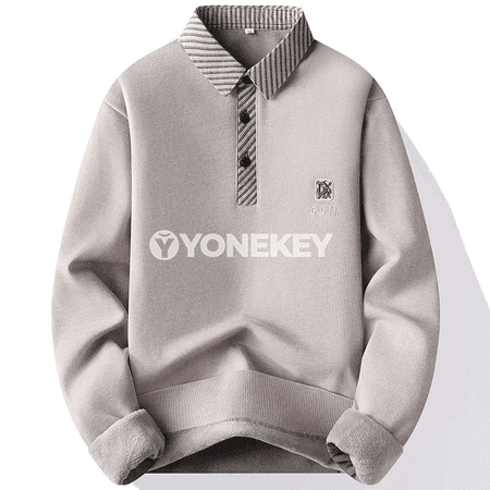 Erkekler üçin ýyly fleece switer, galstuk boýunly, sypaýy stil
