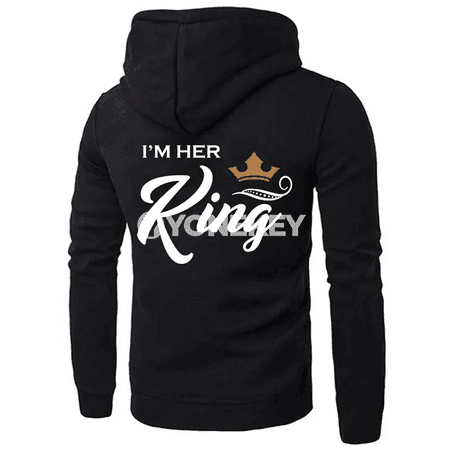 Jübütler üçin güýz-gyş hoodie: KING / QUEEN çaply rahat model