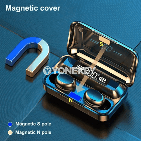 F9 simsiz Bluetooth naýnikler, 9D bassly, sport üçin mikrofonly