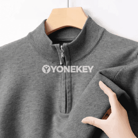 Erkekler üçin triko polo kardigan, fermuarly ýyly switer