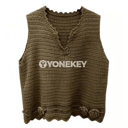 Zenanlar üçin ýeňil örme açyk ýeňsiz vest-kaftan