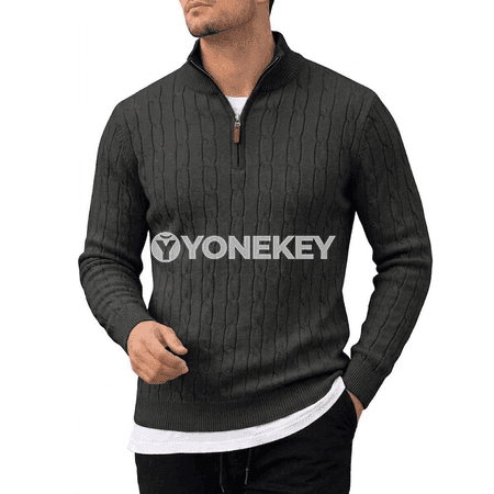 Erkekler üçin ýyly zipperli polo switer, güýz-gyş üçin rahat göni model