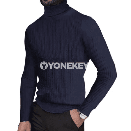 Erkekler üçin ýyly turtleneck triko switer, güýz-gyş üçin