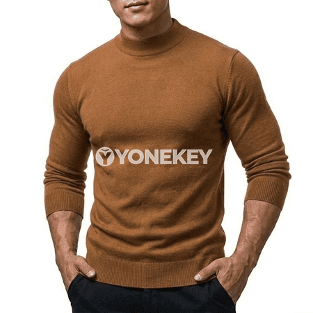 Erkekler üçin güýz köýnegi, boýnu ýokary, uzyn ýeňli, ýyly pullover