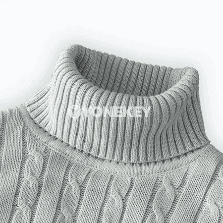 Erkekler üçin ýyly boýunly trikotaž sviter, gündelik stil