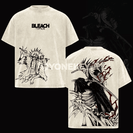 BLEACH Zaraki Kenpachi erkekleriň oversize futbolkasy, ýokary hilli pagta