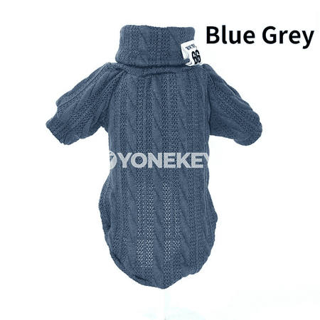 Kiçi itler üçin ýyly boýunly örme switer, güýz-gyş eşigi