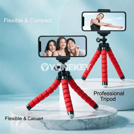 Telefon üçin göterip bolýan tripod we selfie taýajygy, uzakdan dolandyryşly