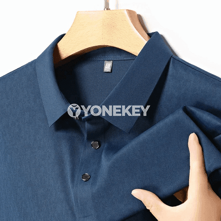 Erkekler üçin ýeňil geometriýaly polo köýnek, tomuslyk, dem alýan