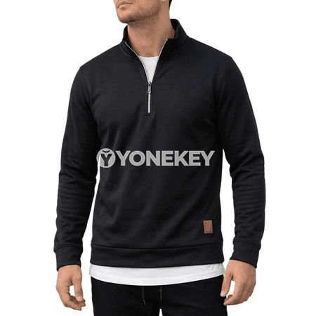 Erkekler üçin ýeňil ýarym zipli ýyly sweatshirt, gyş üçin