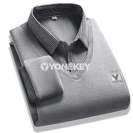 Erkekler üçin ýyly, ýygyrtga garşy polos köýnek, zolakly klassiki stil