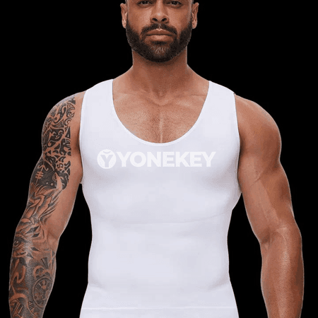Erkekler üçin inçe görkeziji kompressiýa maýka, ýeňsiz shapewear