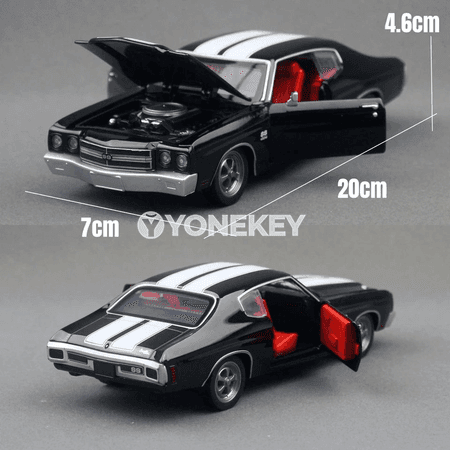 Chevrolet Chevelle 454 1970 metal model awtoulag, 1:24, sesli we yşykly