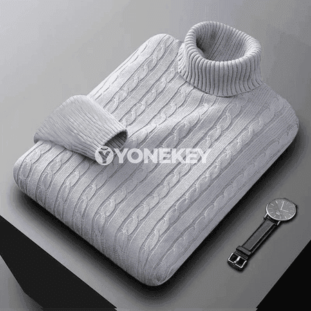 Erkekler üçin gyş ýyly trikotaž turtlenek switer, galyň pulower