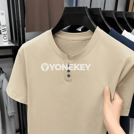 Erkekler üçin ýeňil gündelik Henley boýun futbolka