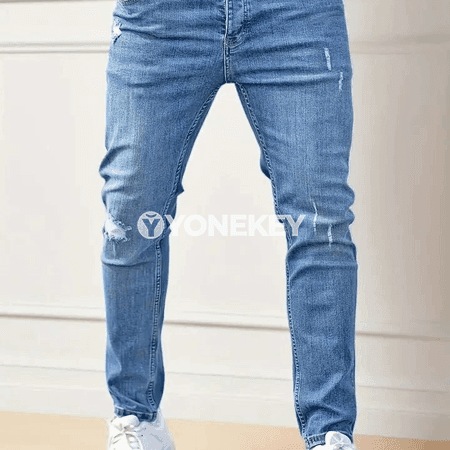 Erkekler üçin slim fit elastik jeans, dar kesim gündelik balak