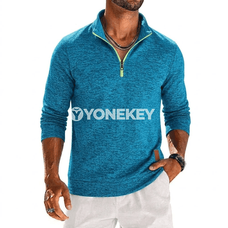 Erkekler üçin kwartal zipli ýeňil sweatshirt, uzyn ýeňli gündelik köýnek