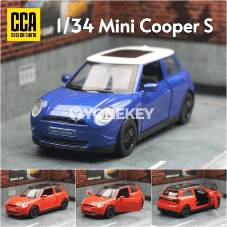 Mini Cooper S 1:34 metal model awtoulag, çekilýän oýnawaç