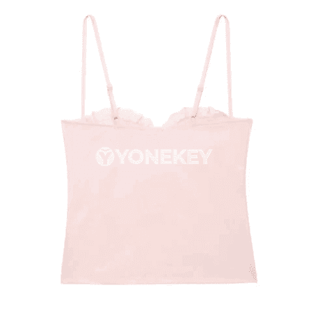 Zenanlar üçin gülgüne dantelli ýeňsiz tank-top, ýaz-tomus üçin