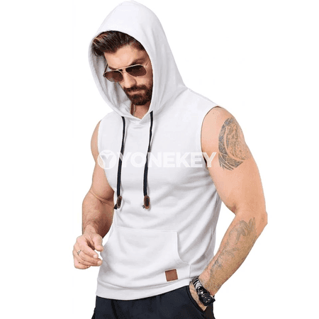 Erkekler üçin ýeňil ýeňsiz kapýuşonly sport switeri