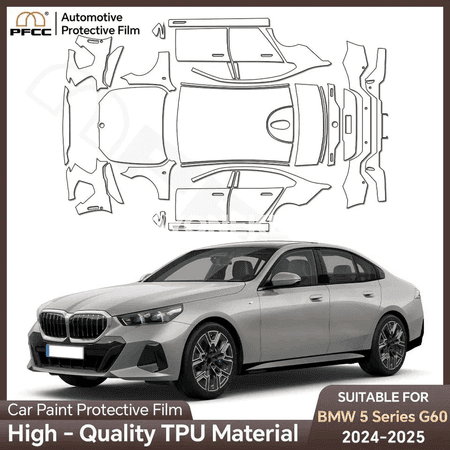 BMW G60 5 Series M Sport üçin kesilen 3D TPU awtoulag stikeri