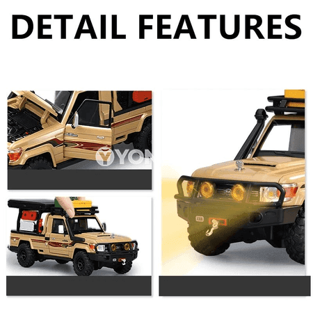 Toyota Land Cruiser LC79 1:32 metal oýunjak awtoulag, ak we sary