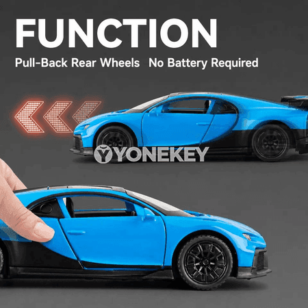 1:32 Bugatti Chiron GT metal sport awtoulag modeli, sesli we ýagtylykly