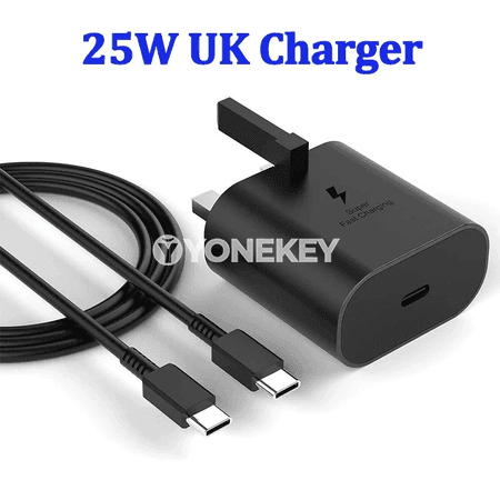Samsung 25W UK çalt zarýad beriji, Type-C kabel bilen